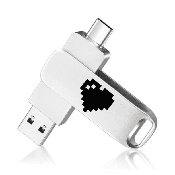 Keeps 32 GB USB photo drive with the PixelShare heart